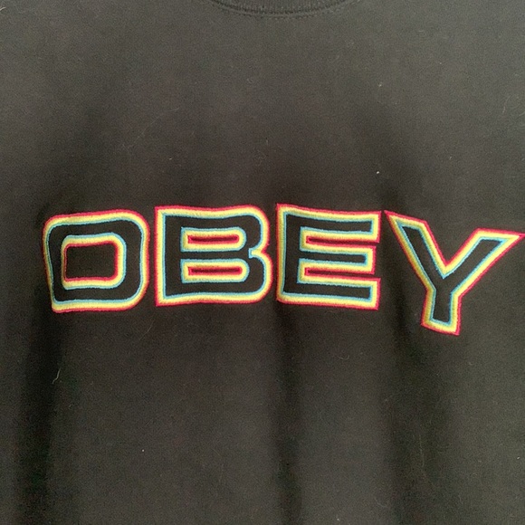OBEY Spell Out Pullover Black SWEATSHIRT - Picture 2 of 6